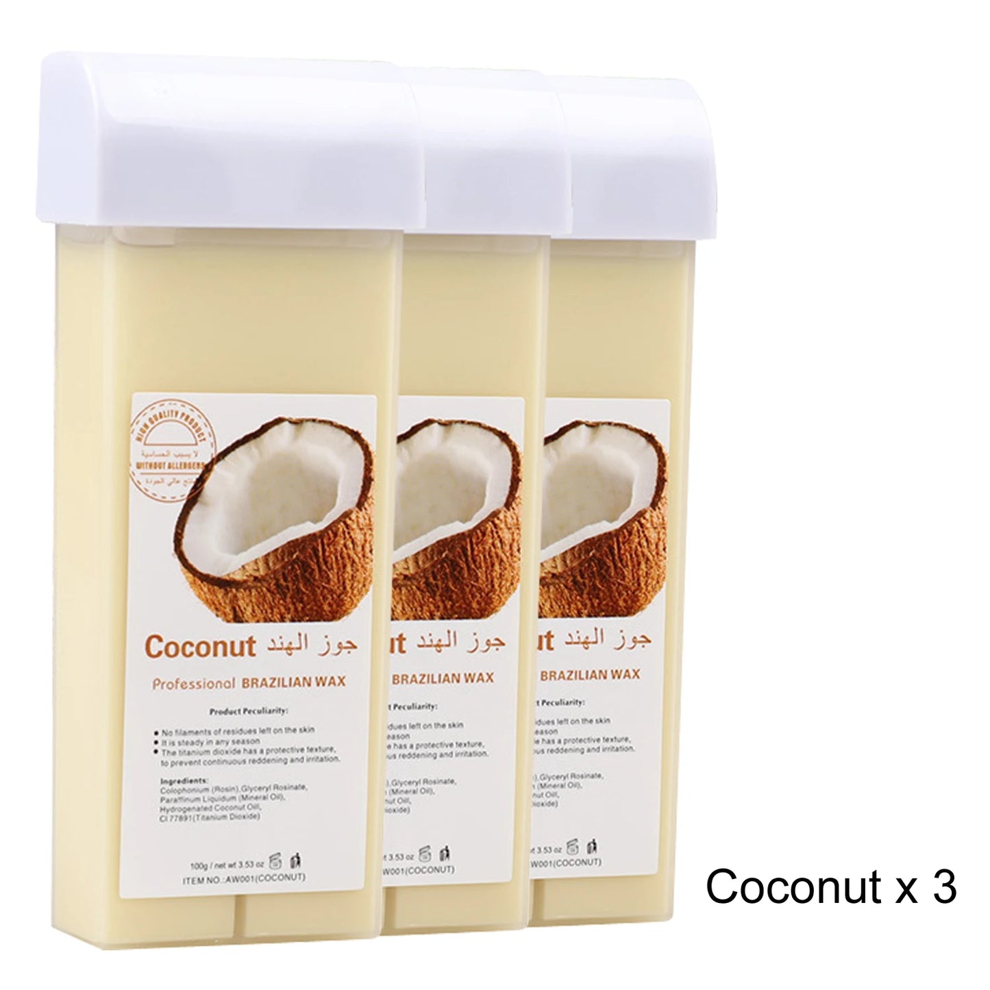 Roll On Refill Hair Removal Wax Painless Depilatory Wax Roller Honey Wax Body Hair Removal For Any Roll On Wax Warmer Cartridge Peaceful Pleasures Health and Wellness 072-CoconutX3