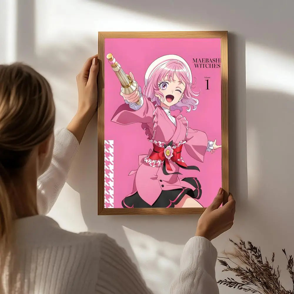 Anime Maebashi Witches HD Poster – Self-Adhesive Wall Art Anime Wall Poster Peaceful Pleasures Health and Wellness White8 50X70cmNoframe