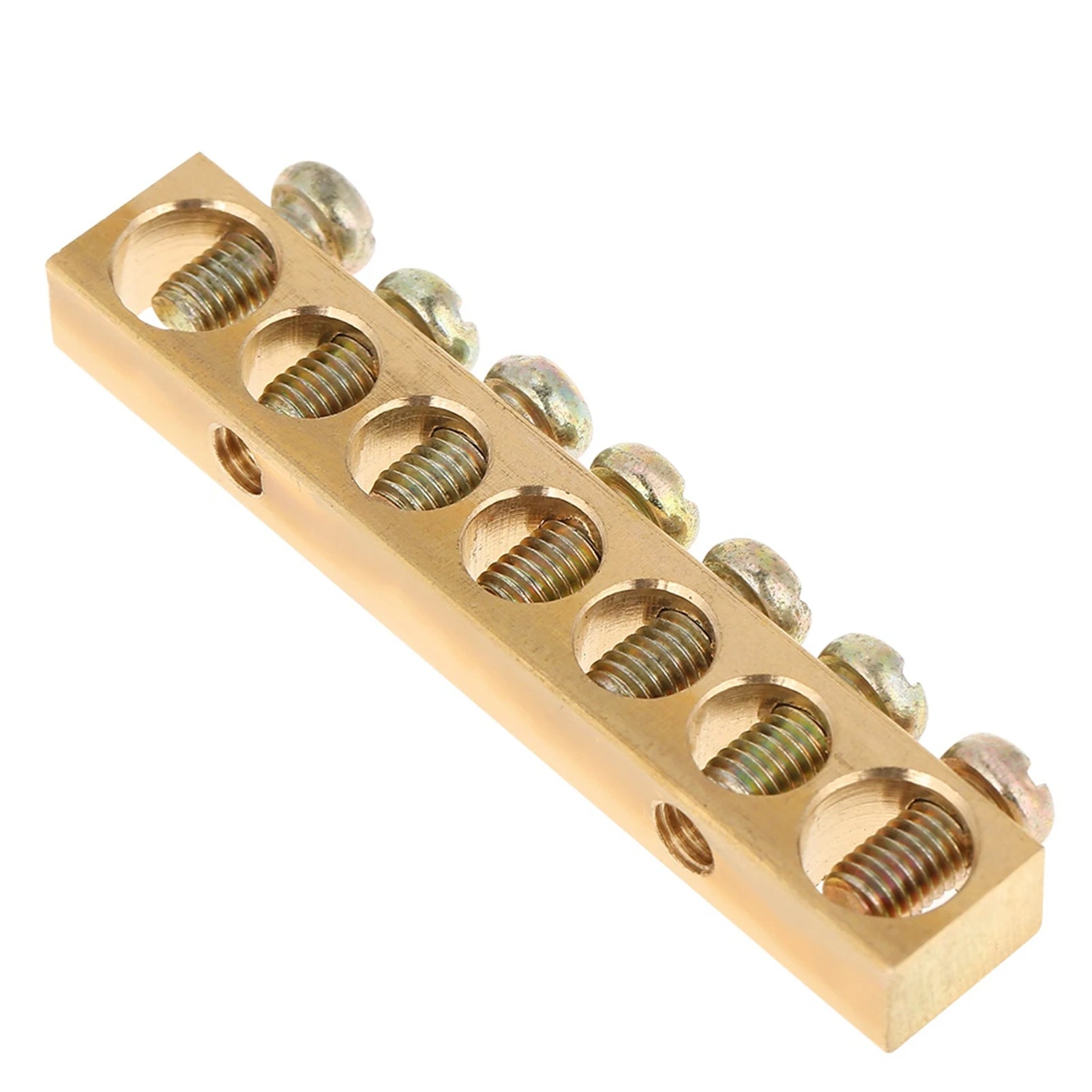Ground Bar 7‑Hole Electrical Distribution Wire Screw Terminal Brass Ground Neutral Bar Terminal Bar Peaceful Pleasures Health and Wellness