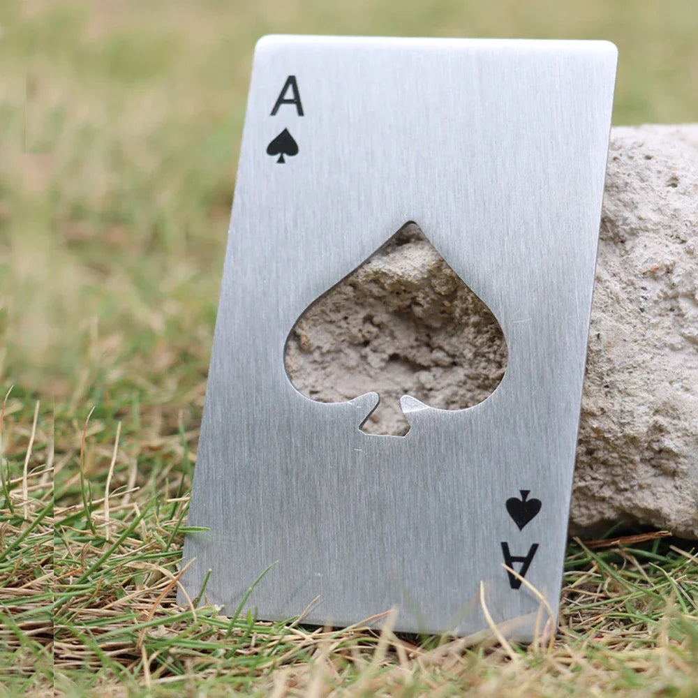 Stainless Steel Playing Card Bottle Opener | Spades Bar Tool