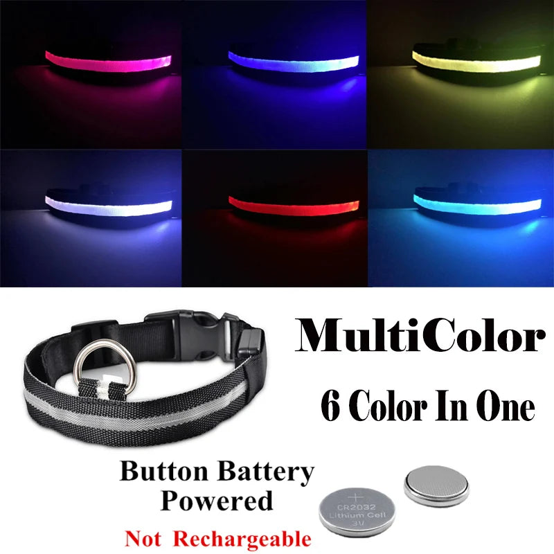 Colorful USB Rechargeable Pet Dog LED Glowing Collar Luminous Flashing Necklace Outdoor Walking Night Safety Supplies DC05 Peaceful Pleasures Health and Wellness