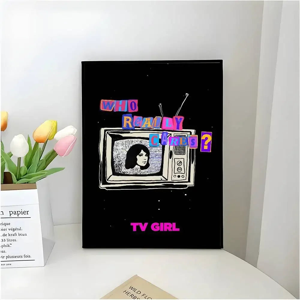Who Really Cares-T-TV Girl Album Aesthetic Canvas Painting Posters and Prints Wall Picture For Living Room Decoration Peaceful Pleasures Health and Wellness z1 40x50cm Unframed