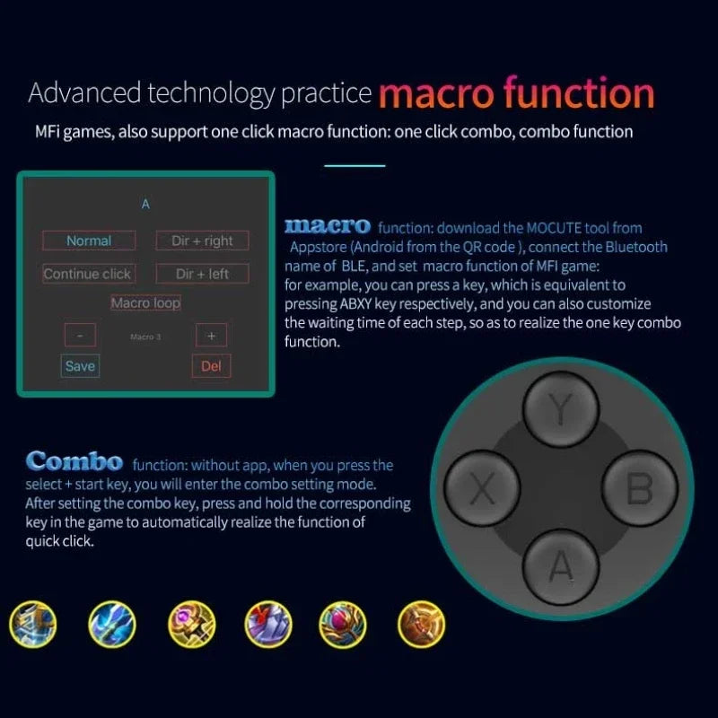 AyeBeau Bluetooth Gamepad Controller for iPhone & Android