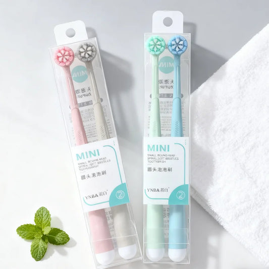 4Pcs Random Color Round Bubble Head Creative Personality Toothbrush Household Couple Family Pack High-Value Cleaning Gum Protection Tooth Care High-End Toothbrush Best Gift for Thanksgiving New Year Birthday Gift Peaceful Pleasures Health and Wellness