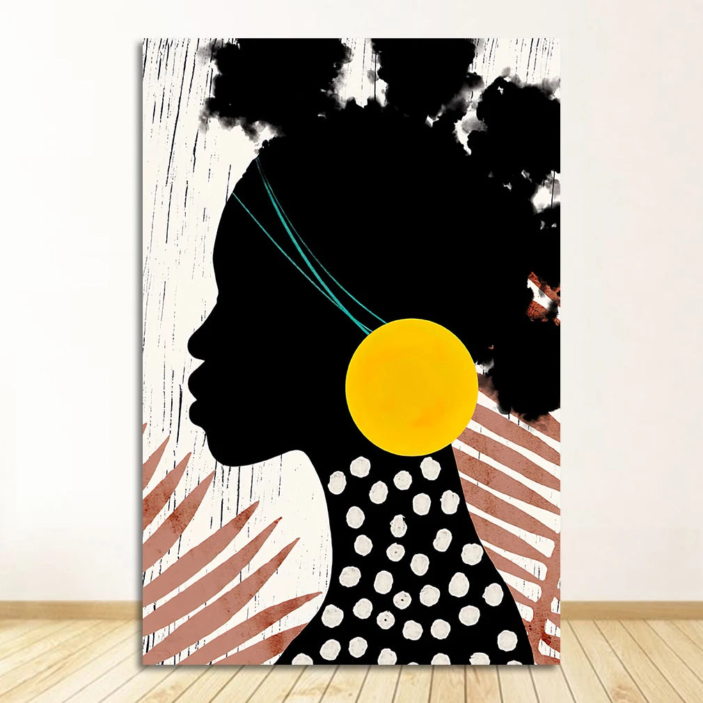 African Tribal Abstract Canvas Wall Art | Nordic Poster Print