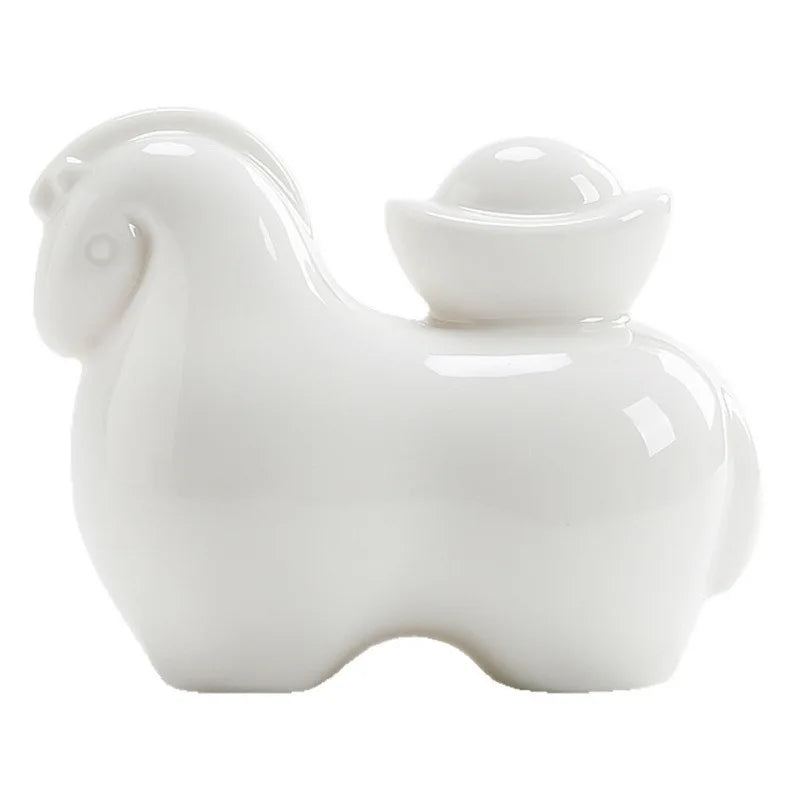 Chinese Lucky Tangma Tea Pet Ornament | Suet Jade Ceramic Ceramic Tea Pet Ornament Peaceful Pleasures Health and Wellness