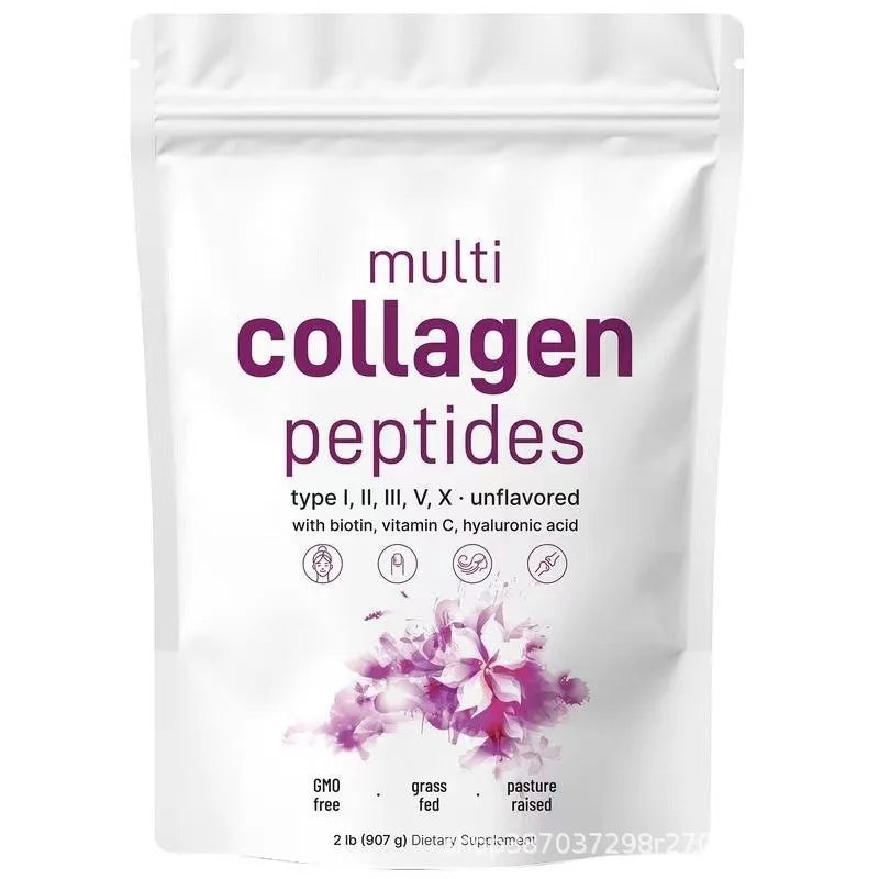 Multi Collagen Peptides Types I II III V X | Biotin, Vitamin C, HA
