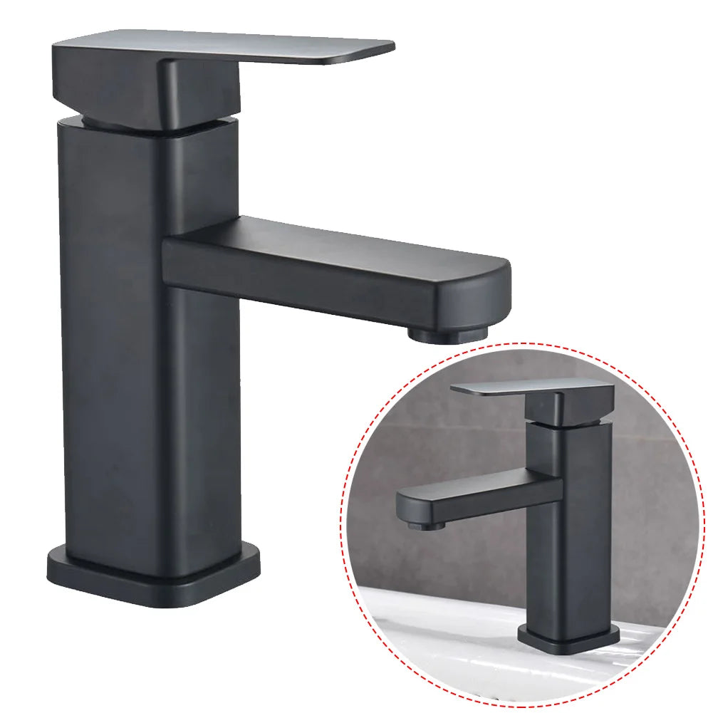 Bathroom Faucet 304 Stainless Steel Single Cold Sink Washbasin Basin
