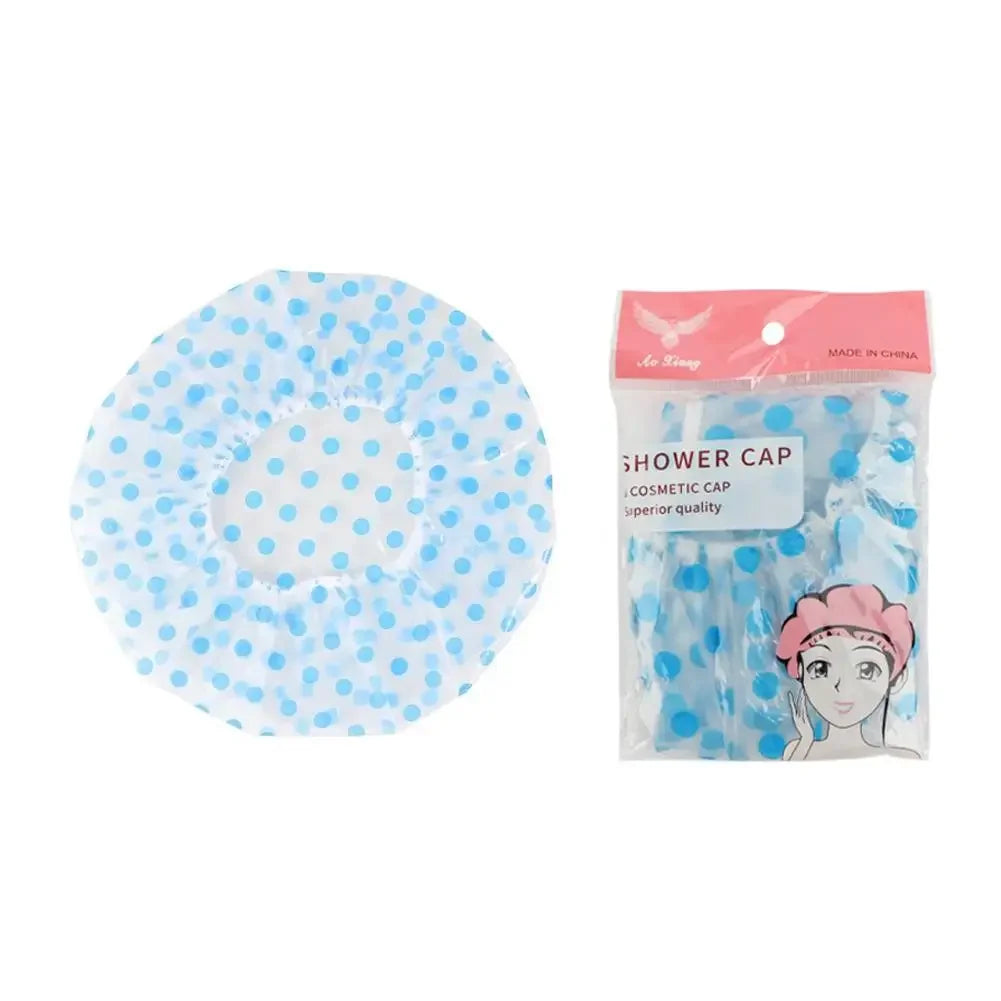 Waterproof Reusable Shower Cap for Women – Spa & Salon Bath & Spa Accessories Peaceful Pleasures Health and Wellness blue circle