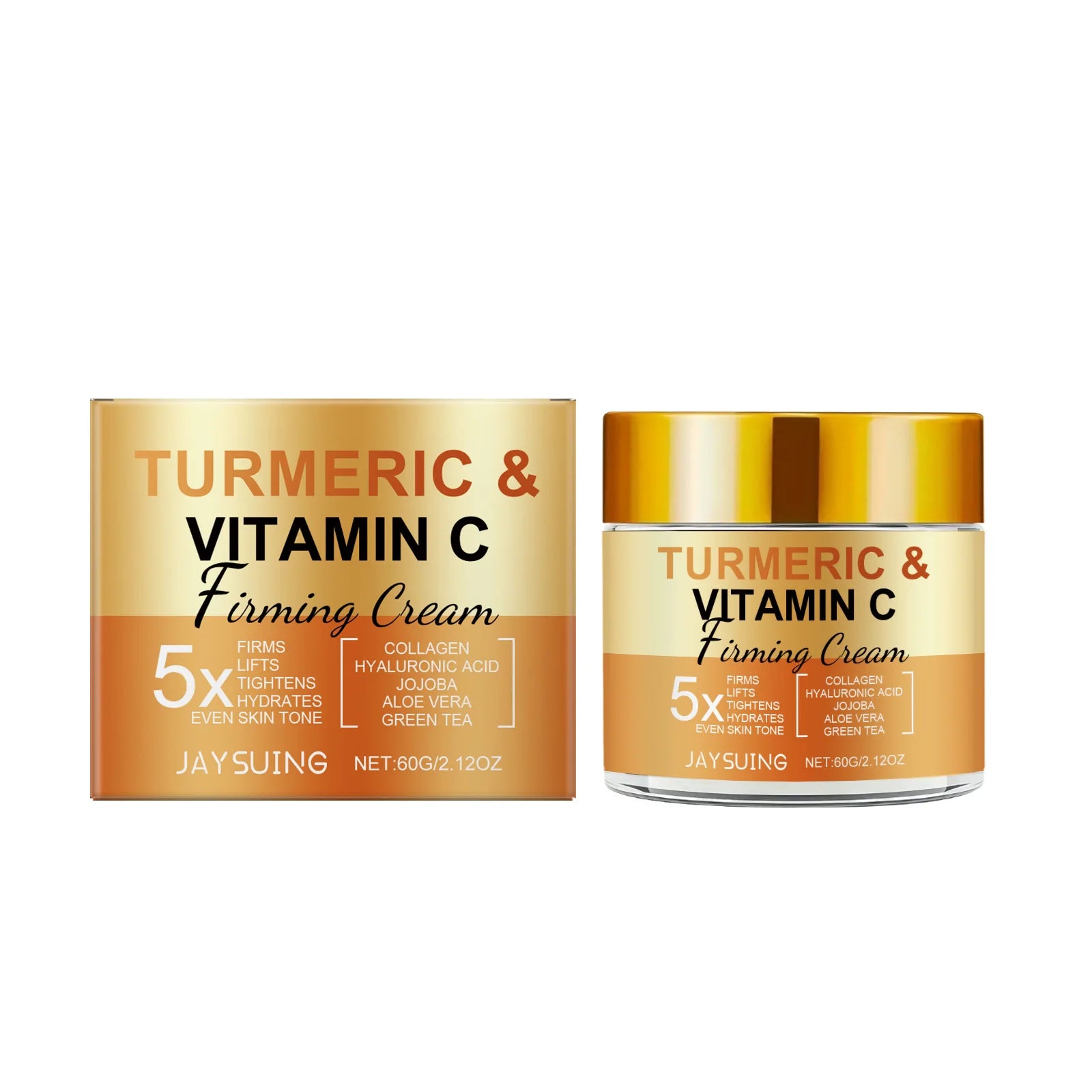 Turmeric Vitamin C Firming Face Cream Anti-Aging Remove Wrinkles Improve Dullness Moisturizing Smoothing Brighting Facial Cream Peaceful Pleasures Health and Wellness 60g Boxed 60g