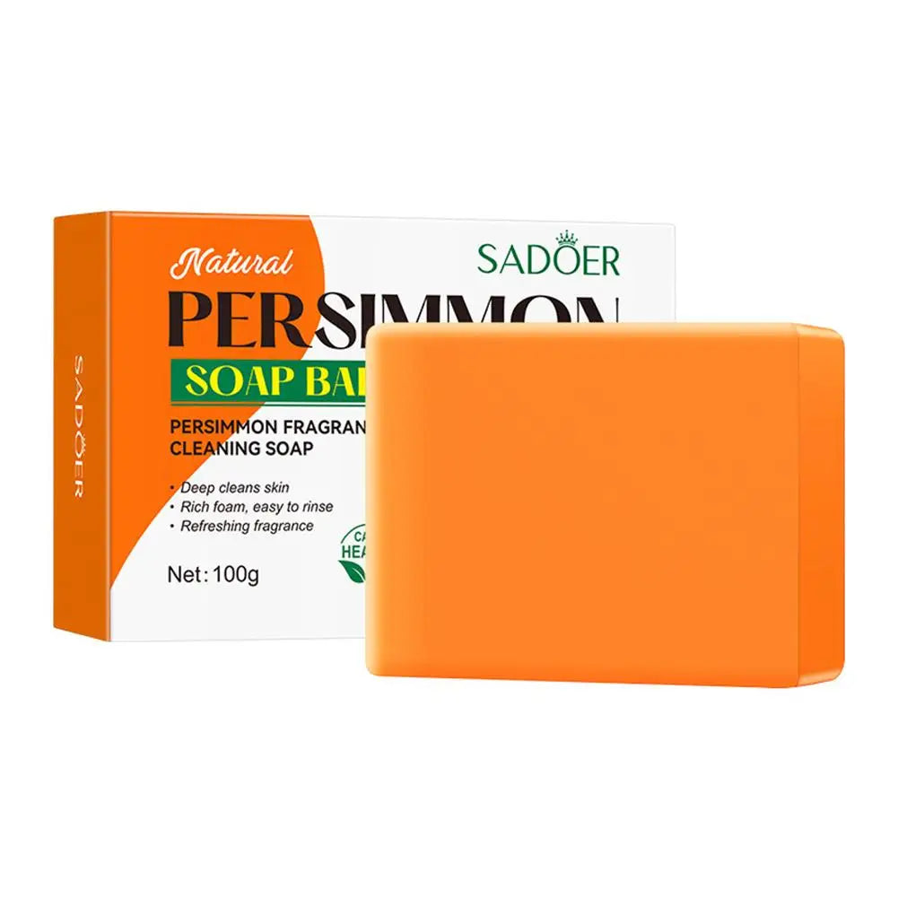 Persimmon Soap 100g Eliminates Odors Oil Control Refreshing Soft Smooth Professional Skin Cleaning Dirt Remover Wash Soap Bar Peaceful Pleasures Health and Wellness orange A