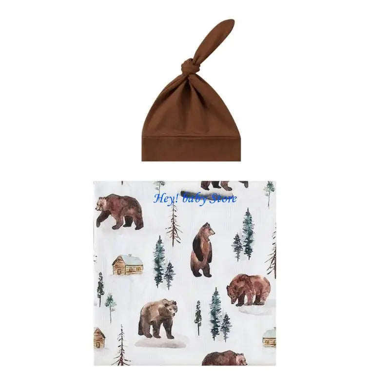 Bamboo Newborn Swaddle Blanket & Turban Hat Set | 25 Colors