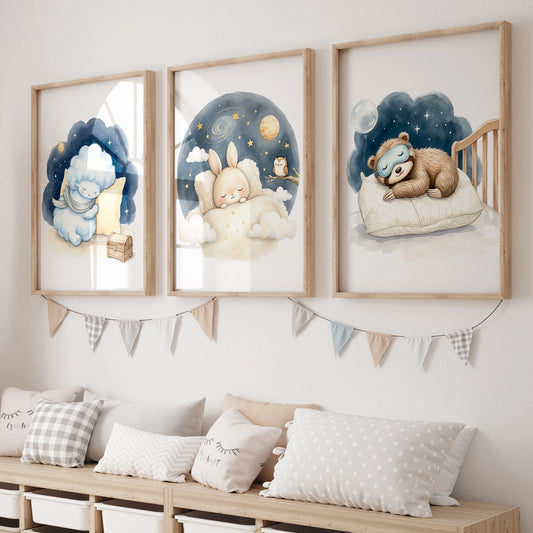 Watercolor Bear & Rabbit Canvas Wall Art | Kids Room Decor Canvas Wall Art Peaceful Pleasures Health and Wellness