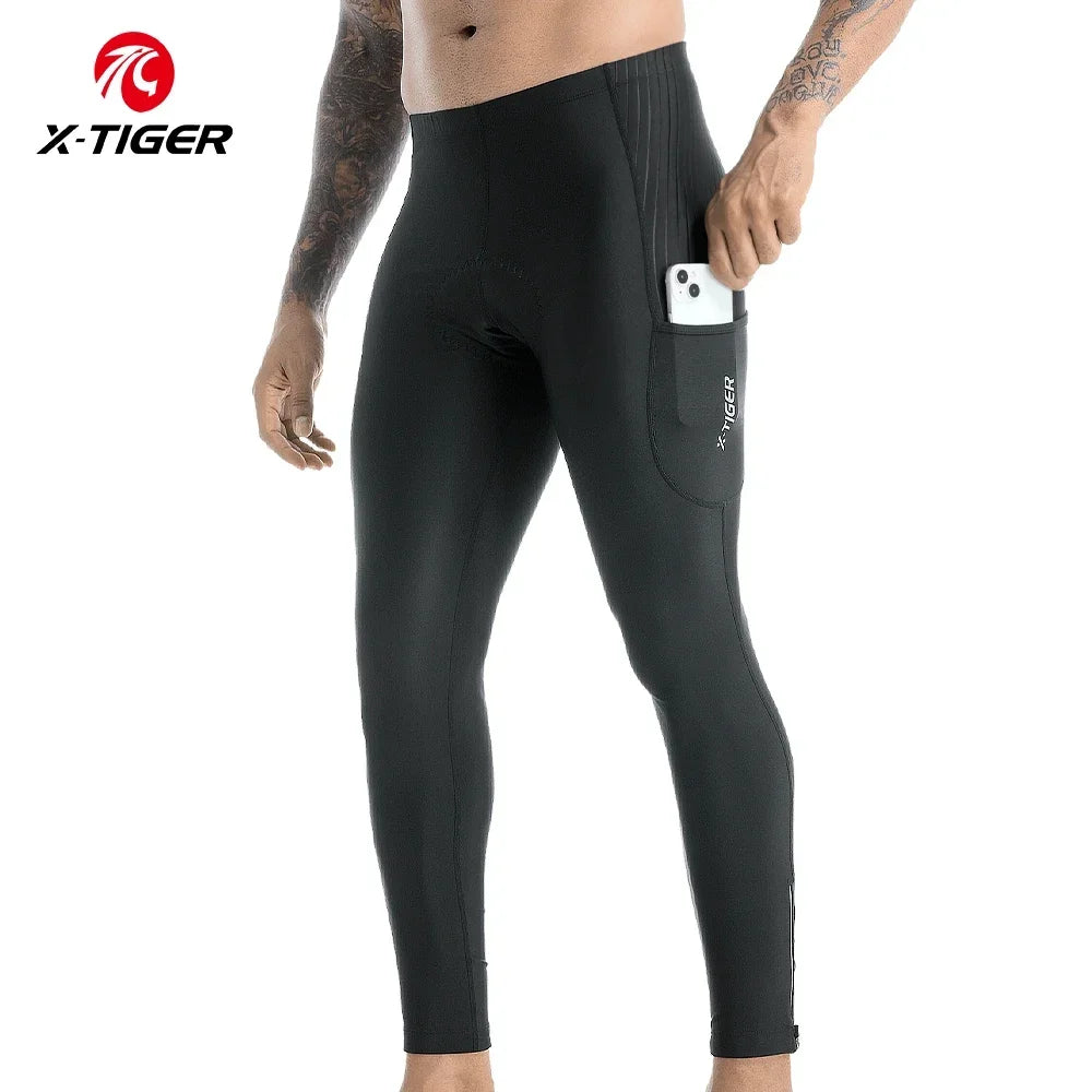 X-TIGER Men's 5D Gel Padded Cycling Tights with Leg Zippers