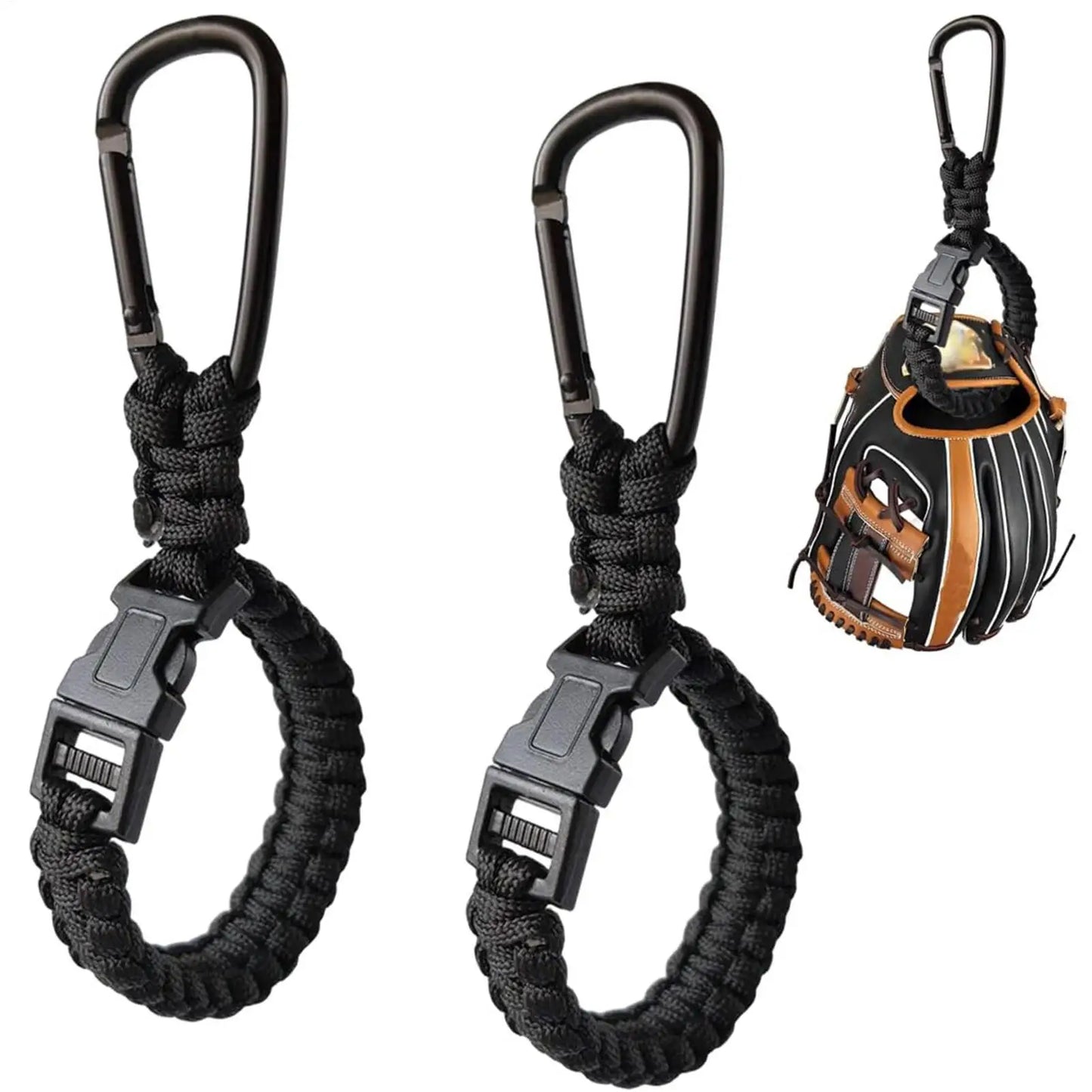 Baseball Glove Holder Clips with Carabiner Hook – 2 Pack