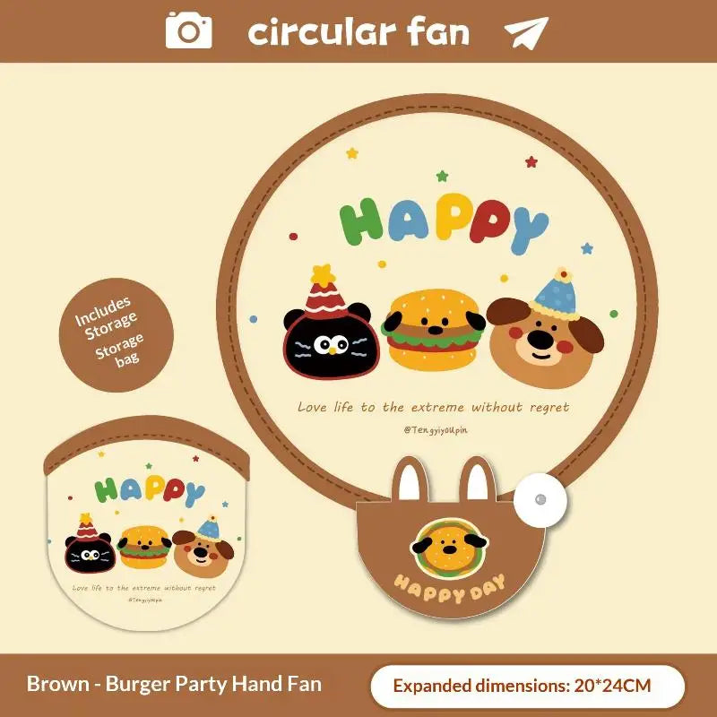 Cute Cartoon Foldable Handheld Fan – Mini Portable Pocket Fan