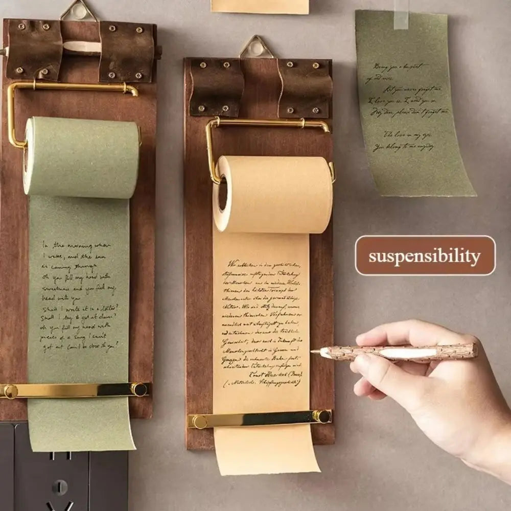 Retro Wooden Memo Clipboard | Roll-Up Sticky Note Pad