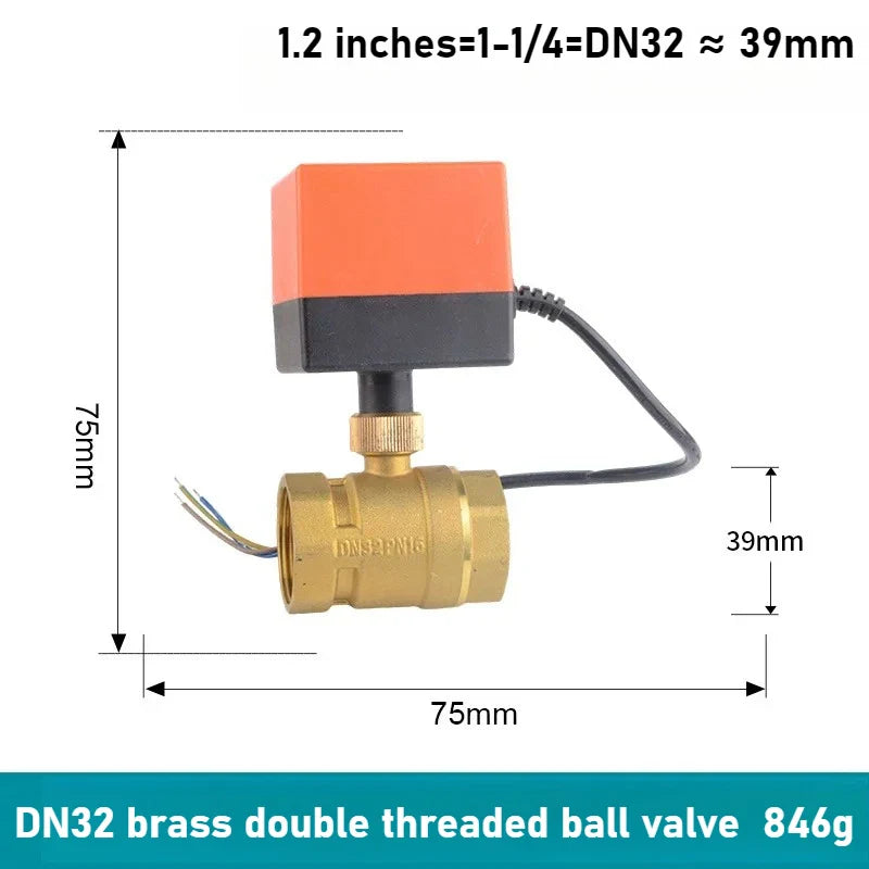 Copper Electric Ball Valve DN15–DN50 | 12V 24V 220V