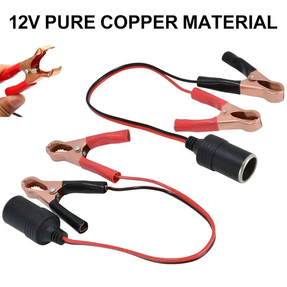 12V Battery Clip to Cigarette Lighter Socket Adapter | Pure Copper