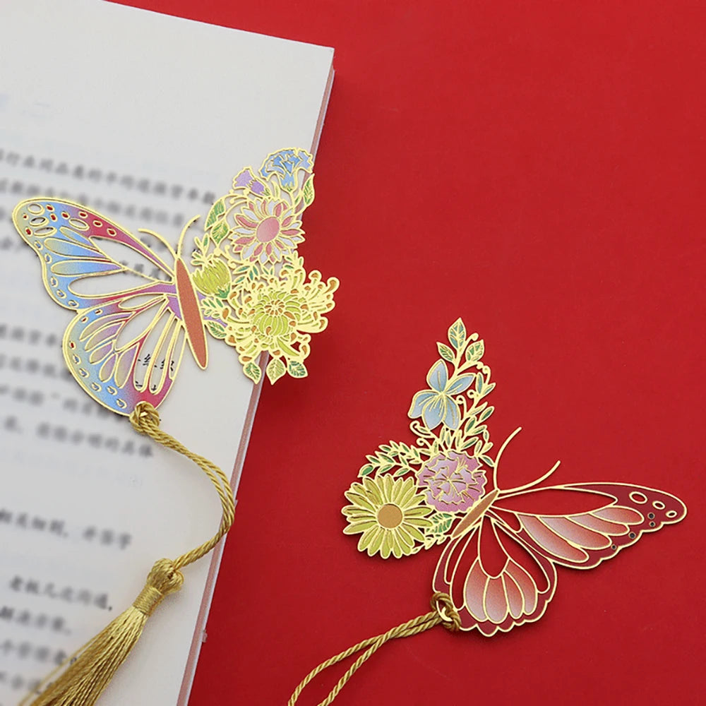 Chinese Butterfly Metal Bookmark Hollowed Out Antique Teacher's Day