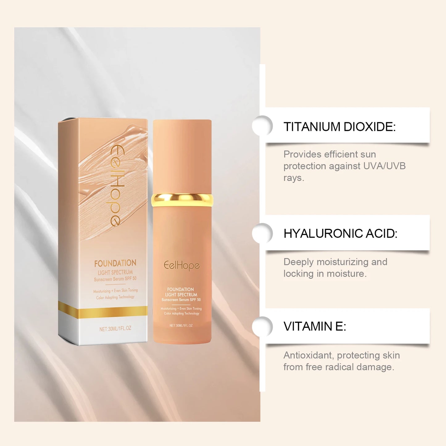 4-in-1 Color Changing Foundation SPF 50 Serum | Full Coverage
