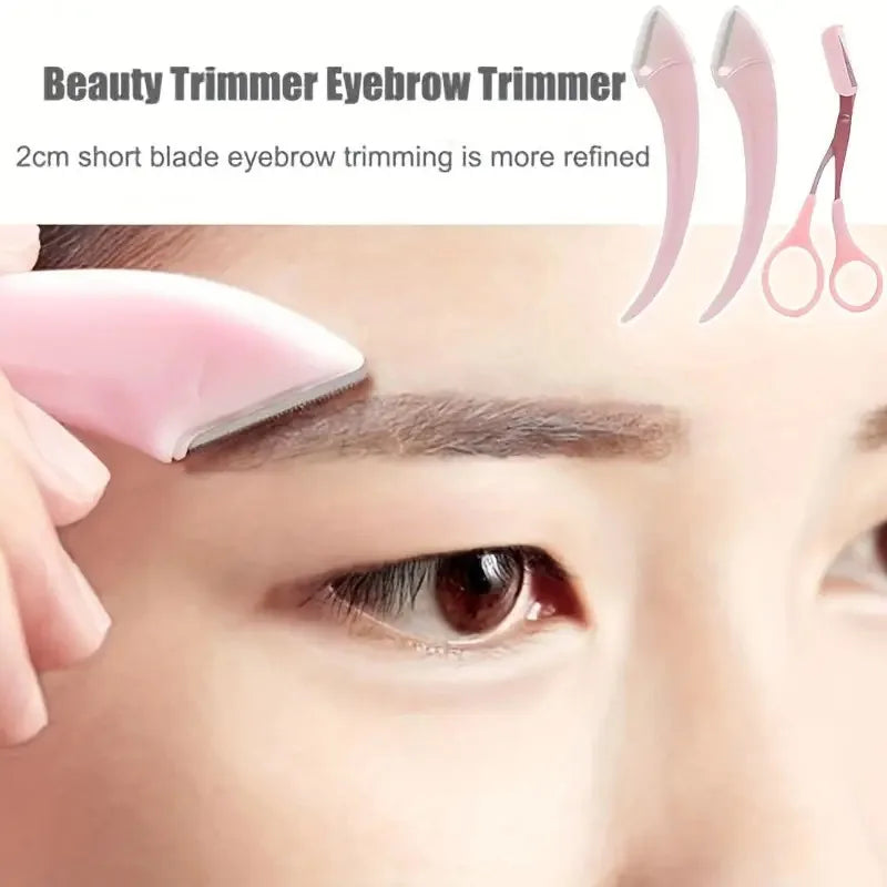 Eyebrow Trimmer Set – Curved Razor, Scissors & Comb Kit Eyebrow Grooming Set Peaceful Pleasures Health and Wellness