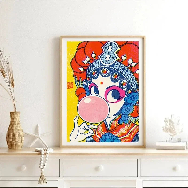 Peking Opera Female Characters Canvas Poster | Beijing Wall Art