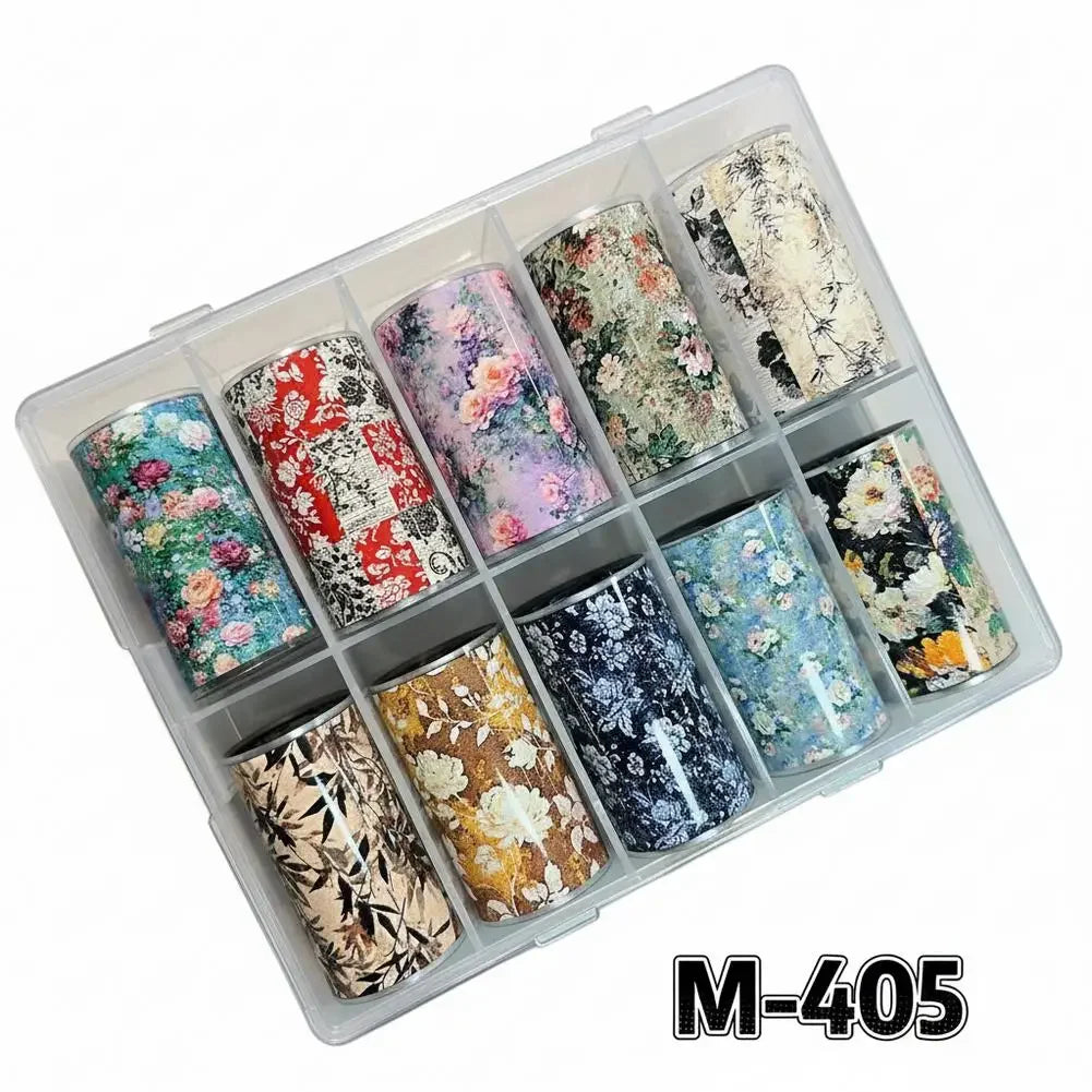 10 Rolls Flower Nail Foil Nails Art Design Stickers Decals Holographic Foils Paper Starry Sky Star Transfer Foil Nail Decoration Peaceful Pleasures Health and Wellness B