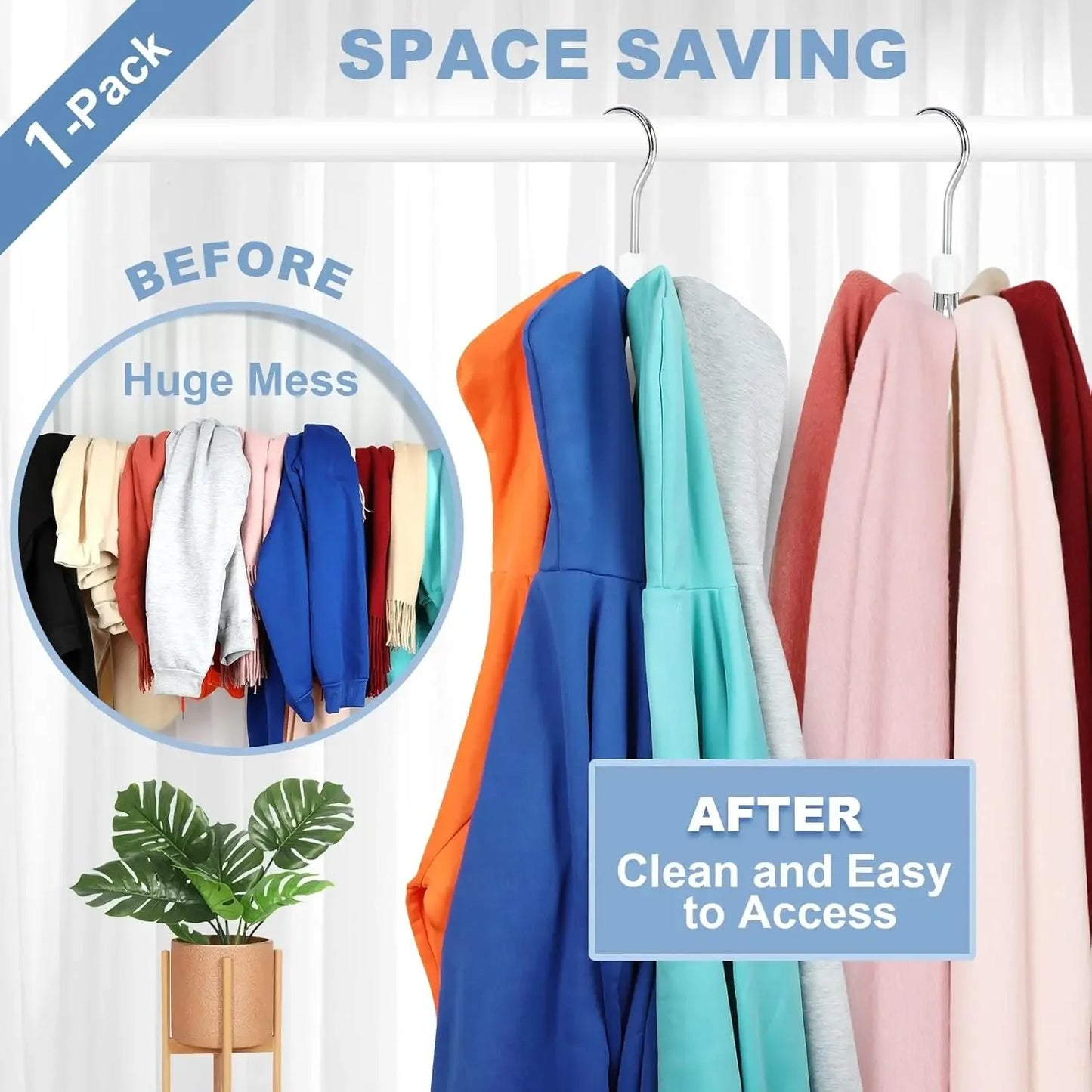 6-Hook Rotating Closet Organizer with Wood Balls for Hoodies, Purses, Scarves, and Accessories Peaceful Pleasures Health and Wellness