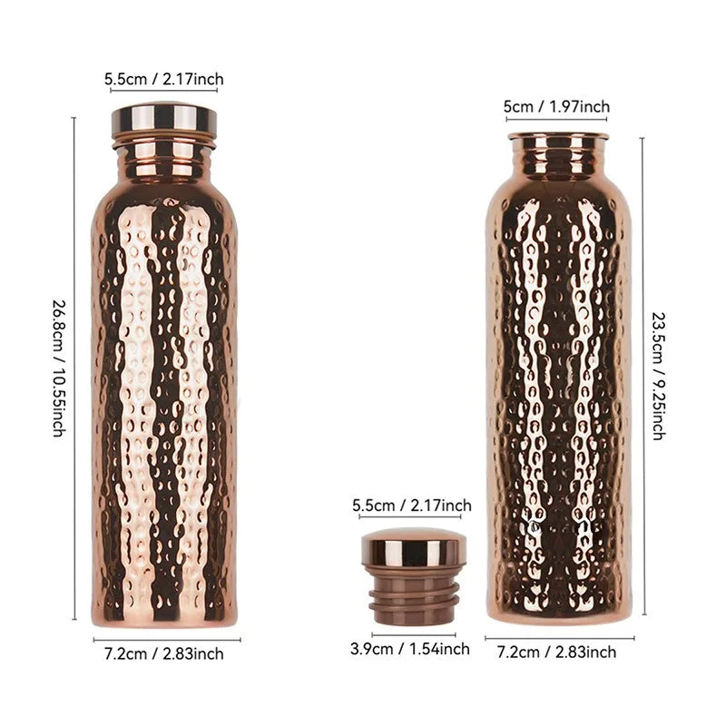 Hot 800ML Copper Drinking Bottle Hammer Pattern Leakproof Sports Water Bottle Outdoor Cycling Gym Fitness Travel Drinking Cup Peaceful Pleasures Health and Wellness