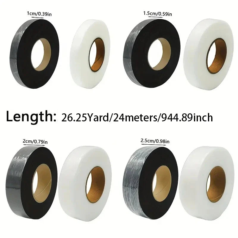 Iron-On Hem Tape 2 Rolls – No-Sew Fusible Web Black & White