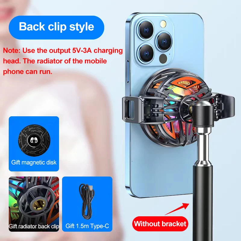 Magnetic Portable Cooler For Mobile Phone Radiator Cooling Fan For Mobile Processor Cooler Cell Cooling Cooler Fan Games Peaceful Pleasures Health and Wellness Back clip style