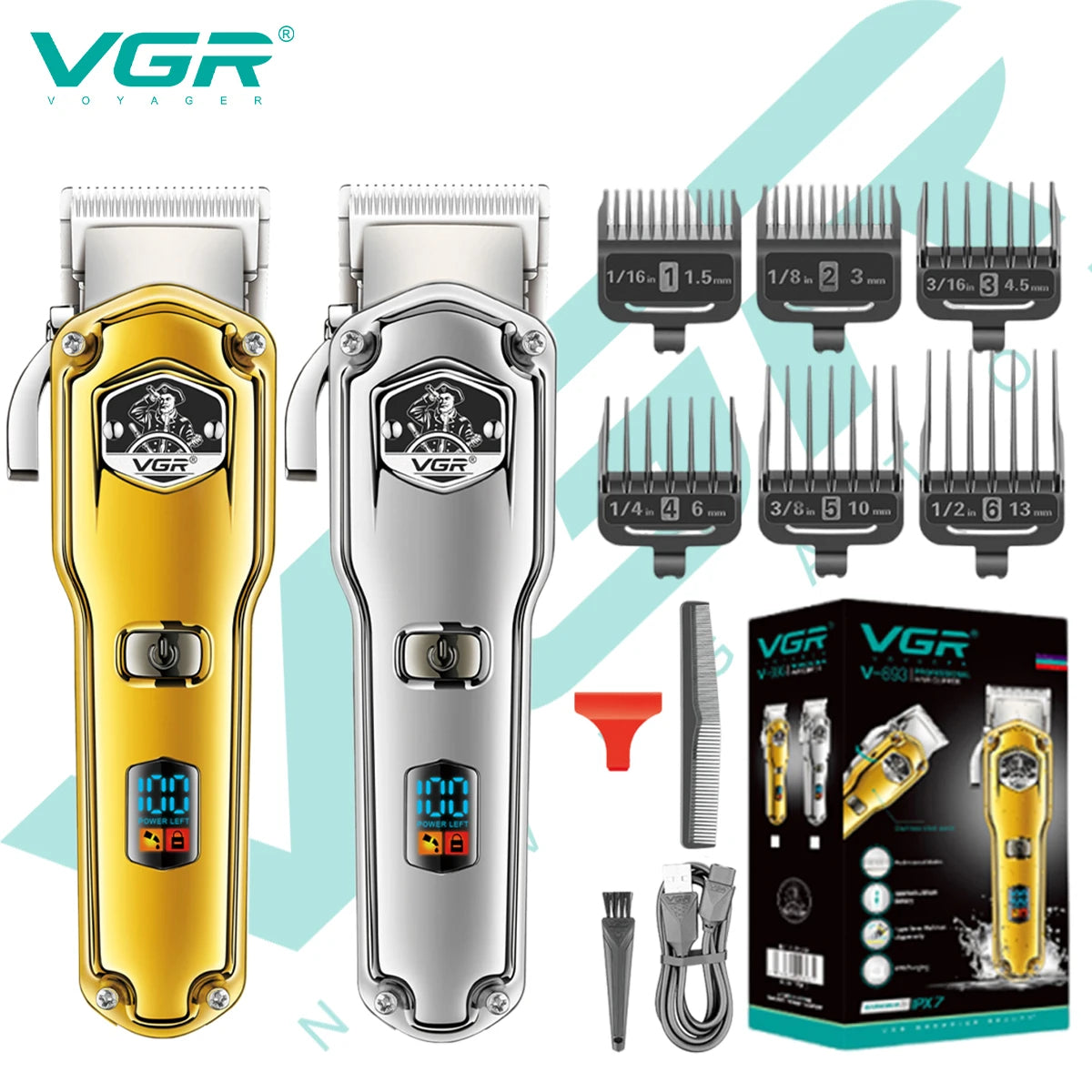 VGR V-693 Powerful Hair Cut Machine Professional Rechargeable Barber Hair Clipper For Men Cordless Peaceful Pleasures Health and Wellness