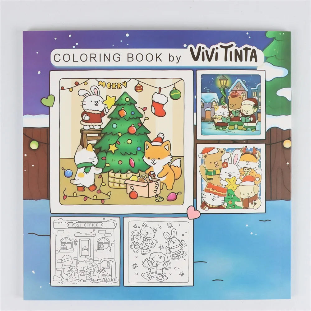 Fuzzy Hygge Christmas Coloring Book Adults Teens 48-Page Festive