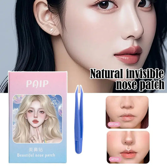 30 Patches Transparent PE Breath Nasal Strips With Tweezers Shrinking Nose Wing Patch For Cosplay Special Nose Shrink Peaceful Pleasures Health and Wellness
