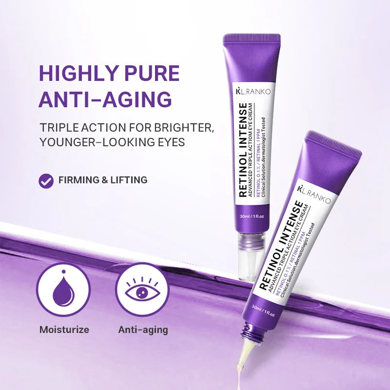 Retinol Intense Advanced Triple Action Eye Cream Anti Aging for Fine Lines – Brightens Dark Circles and Face Serum Set For Skin Peaceful Pleasures Health and Wellness
