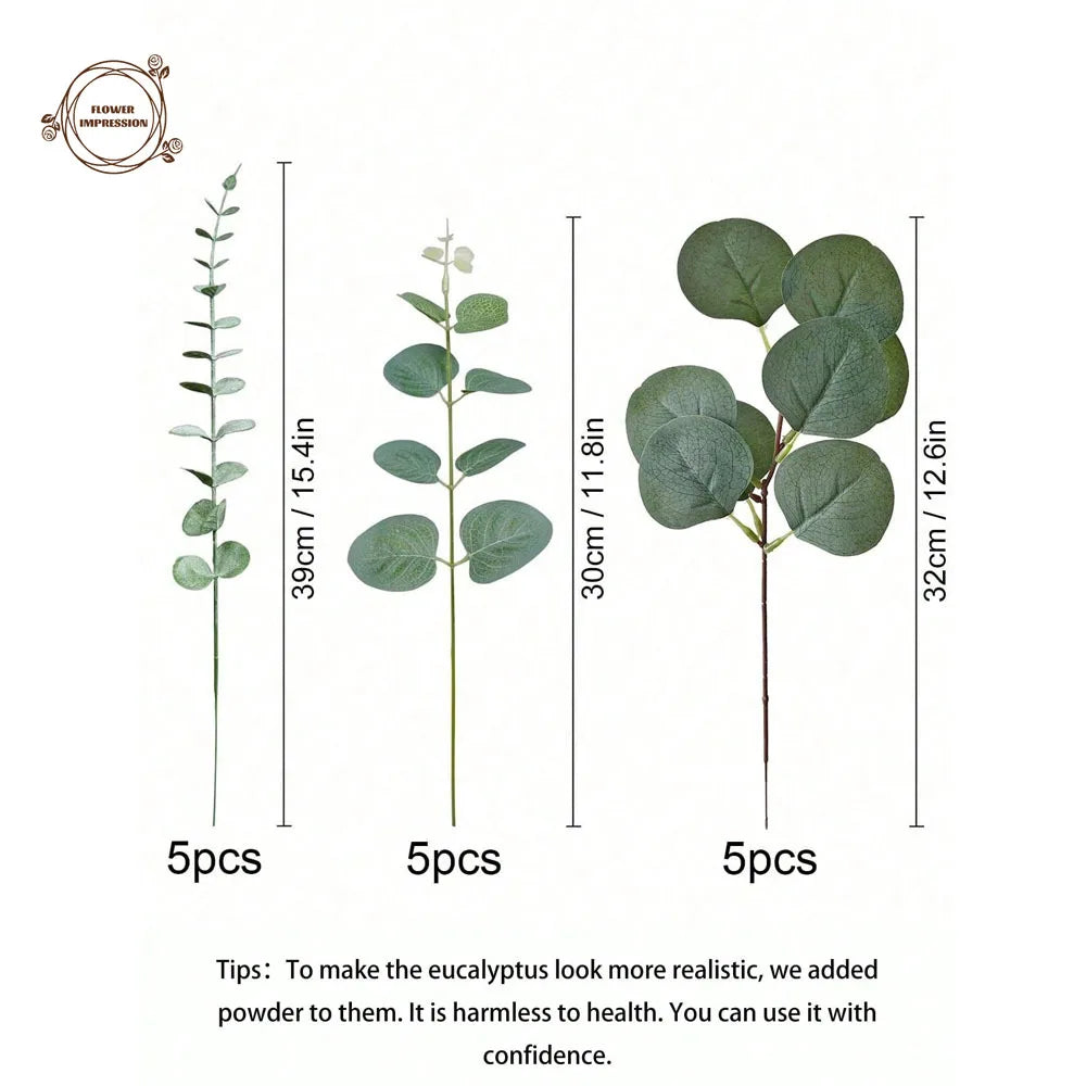 30pcs Artificial Eucalyptus Stems with Berries | Faux Greenery