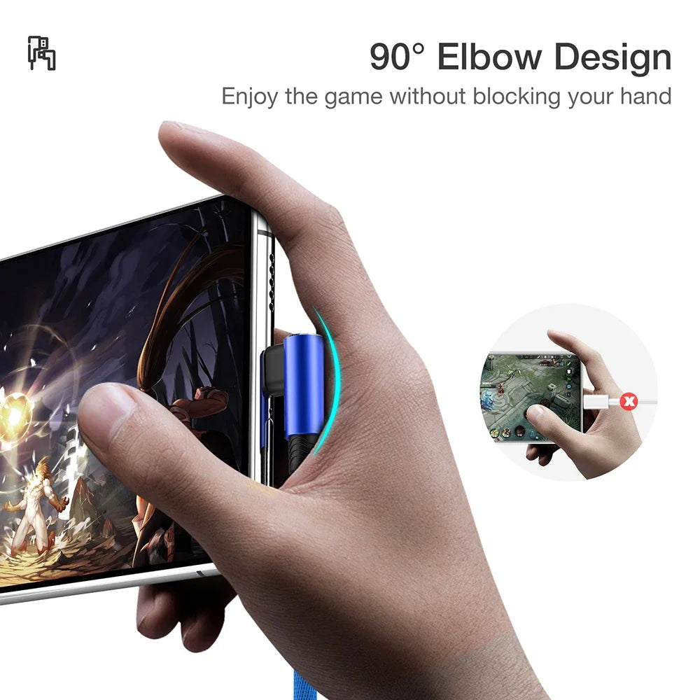 5A 40W SuperCharge USB A to Type C Cable 90 Degree Elbow Fast Charging Braided Cord for Huawei Samsung Gaming Peaceful Pleasures Health and Wellness