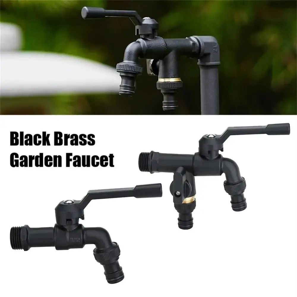 Black Brass Anti-Freeze Bibcock Faucet – Dual Outlet 1/2"