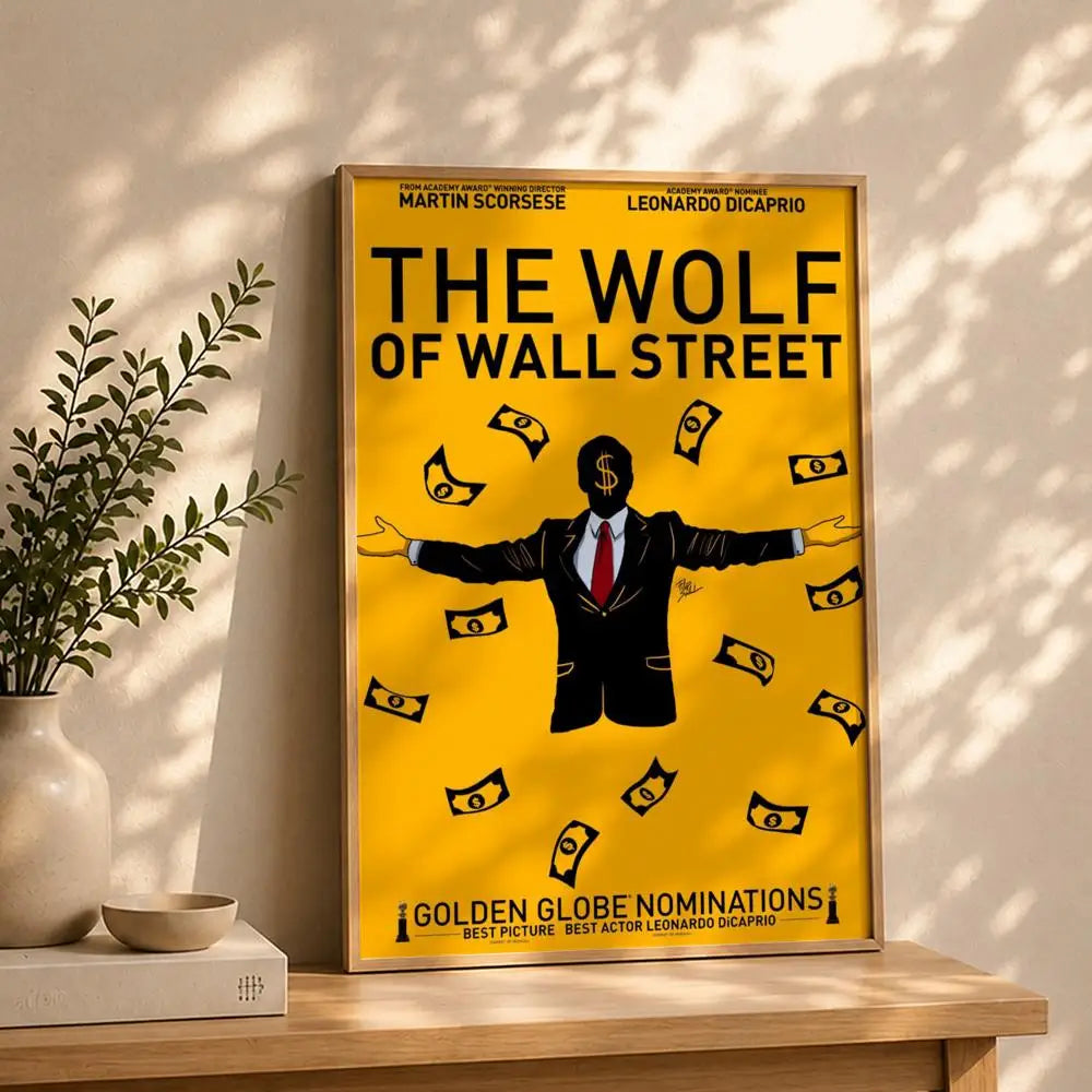 Movie T-The Wolf of Wall StreetS Poster HD Self Adhesive Waterproof Wall Art Ideal for Home Office Dorm Bedroom Great Gift Peaceful Pleasures Health and Wellness White5 15X20cmNoframe