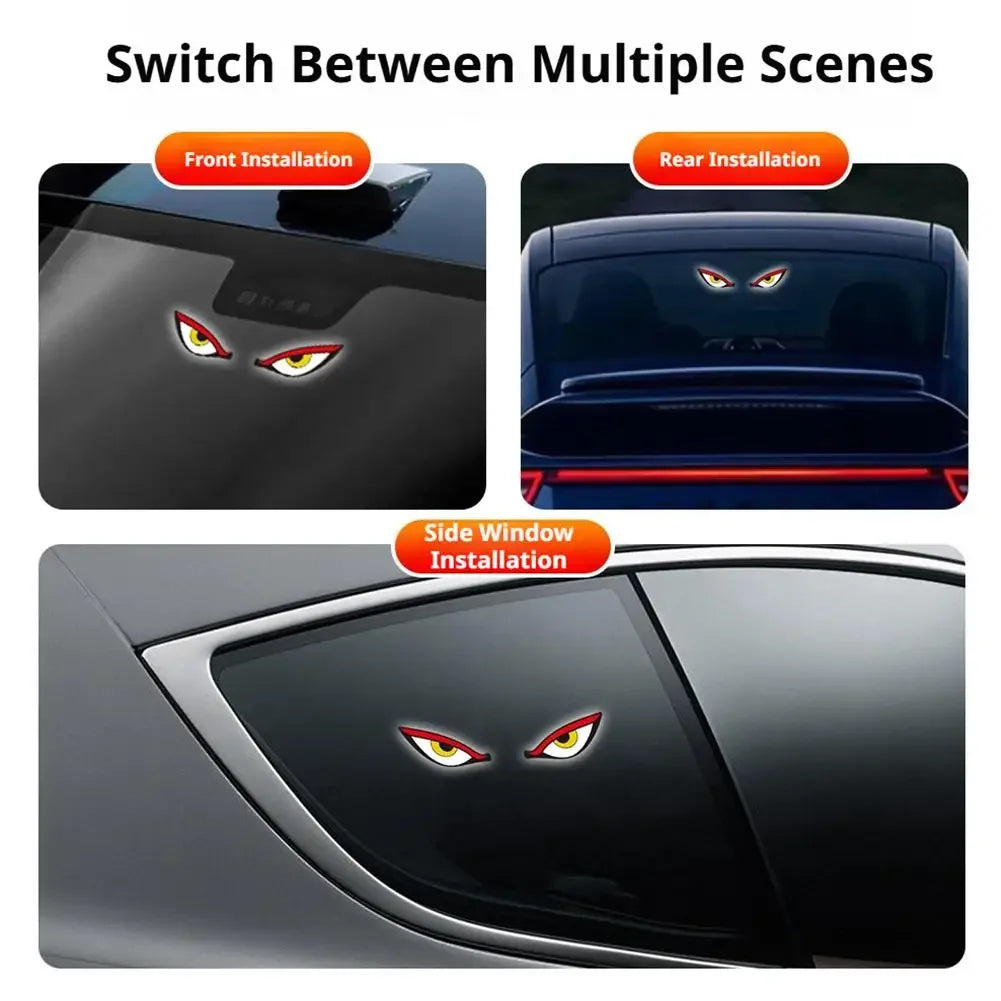 Cool Demon's Eye Car LED Light Solar Powered Blinking Moving Eyes Car Decoration Lamp Rear Windshield Atmosphere Light Peaceful Pleasures Health and Wellness