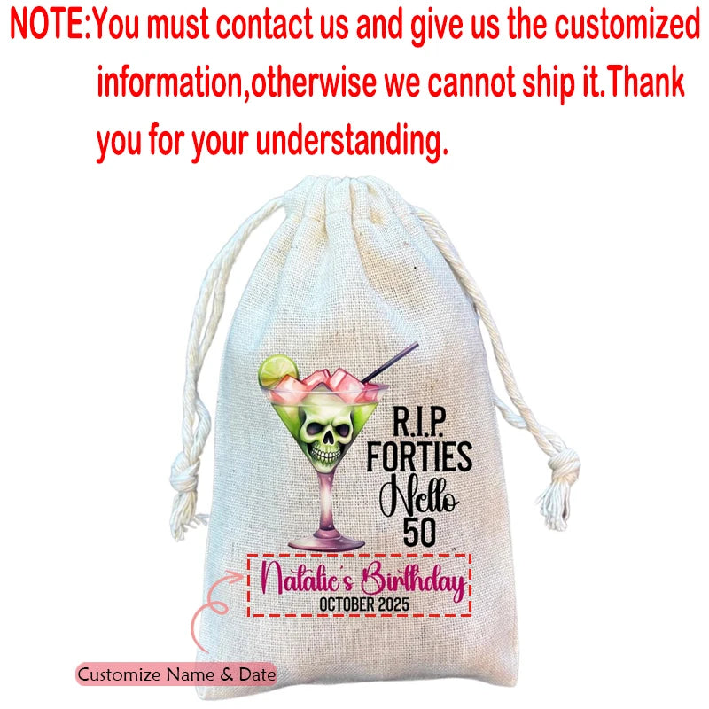 Personalized Halloween Birthday Hangover Kit Bags | RIP 30 40 50 60 Party Favor Bags Peaceful Pleasures Health and Wellness custom B 13x18cm 4pcs