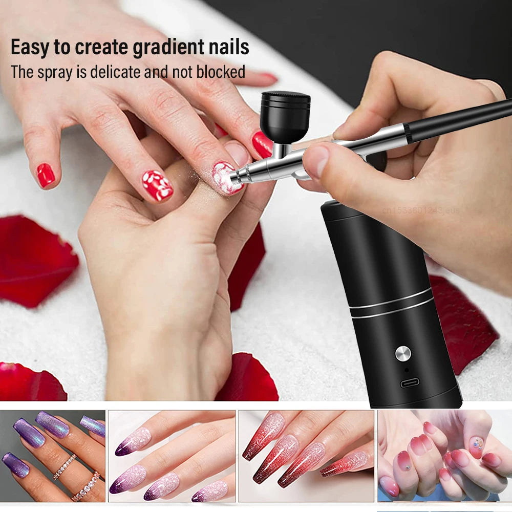 Airbrush Nail With Compressor Portable Air brush Nails Compressor For Nail Art Paint Painting Crafts Airbrush Compressor Kit Peaceful Pleasures Health and Wellness