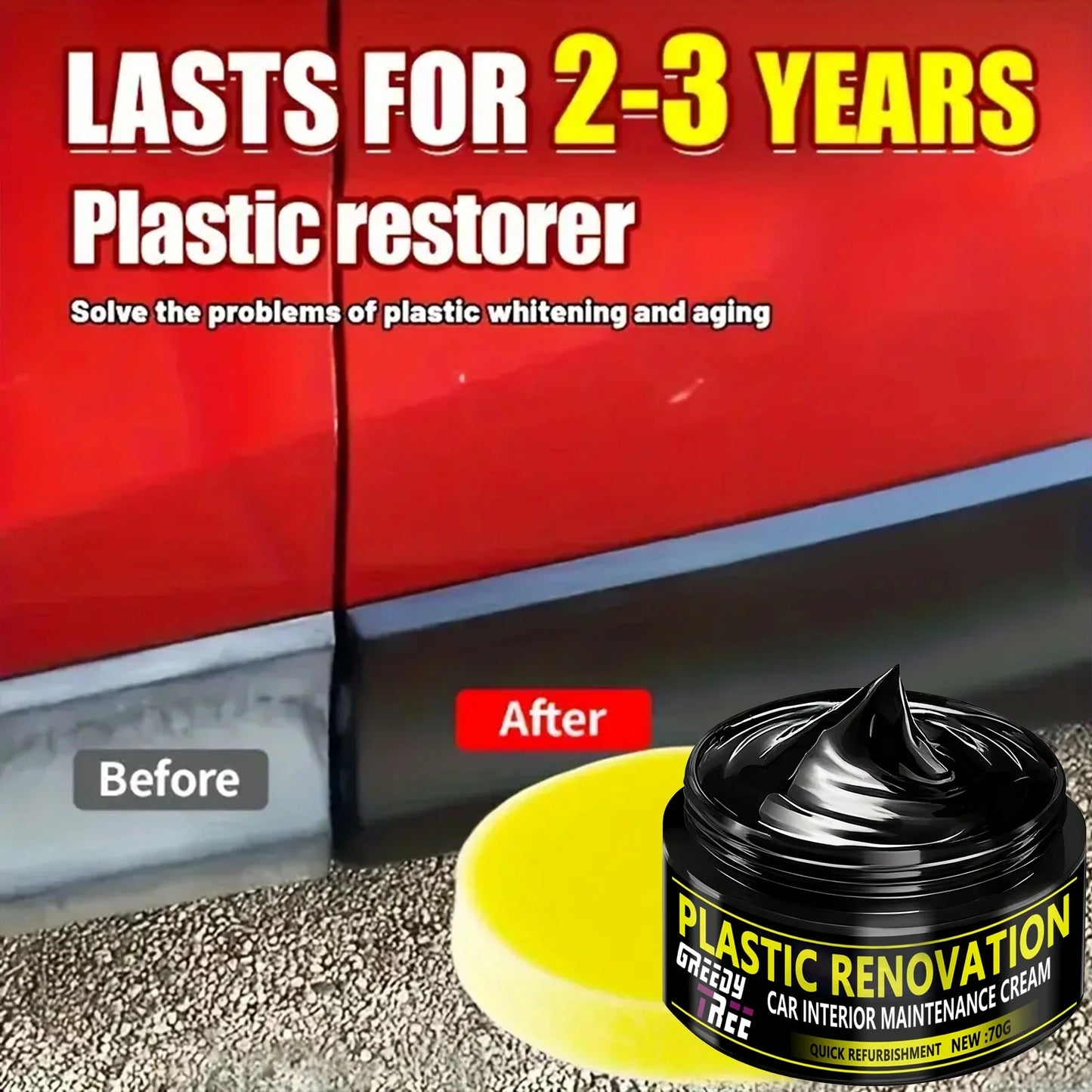 Car Plastic Restorer Polish Paste – Bumper, Tire & Trim