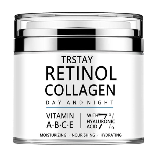 TRSTAY RETINOL COLLAGEN DAY AND NIGHT VITAMINA·B·C·E WITH 7% HYALURONIC ACID MOISTURIZING ·NOURISHING·HYDRATING Peaceful Pleasures Health and Wellness 15G