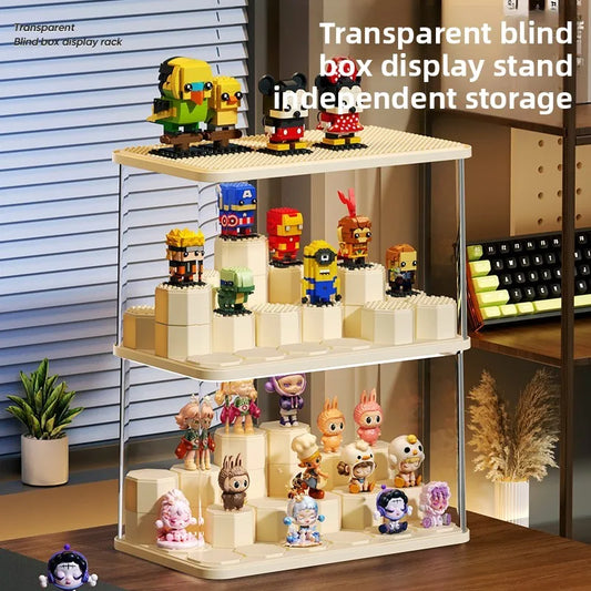 Modular Blind Box Display Case - Clear Dust-Proof Showcase for Anime Figures Customizable DIY Shelving System Multi-Size Options Peaceful Pleasures Health and Wellness