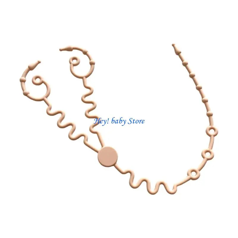 2-in-1 Silicone Pacifier Chain Strap & Teether Link Anti-Lost Pacifier Clip Strap Peaceful Pleasures Health and Wellness Peach pink China Mainland