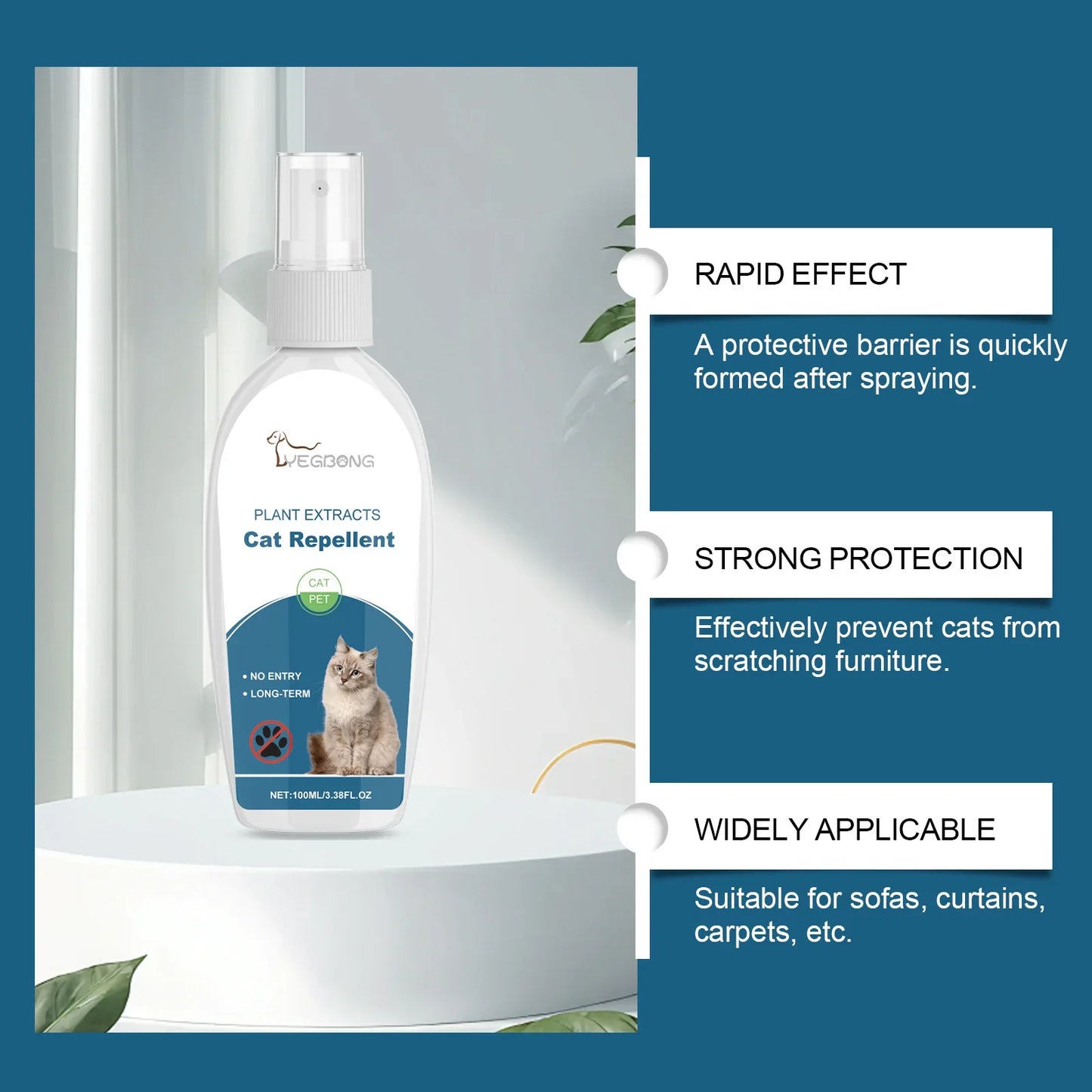 YEGBONG Cat Deterrent Spray – Anti-Scratch Training Aid 100ml