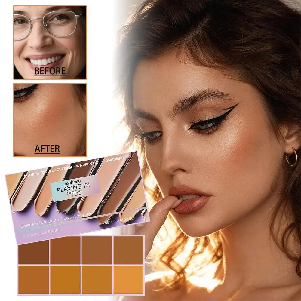 BIOAOUA 8-Color Concealer Contour Palette – Waterproof & Full Cover