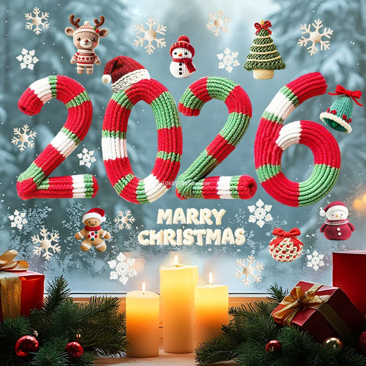 2026 Christmas Scene Window Stickers Large Store Window Door Decor | Reflective Number Stickers | Removable Static Clings Decor Peaceful Pleasures Health and Wellness